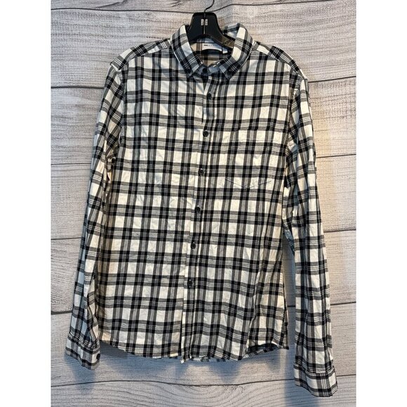 ASOS Design Mens Black & White Plaid Button-Up Shirt Size M - Picture 1 of 3